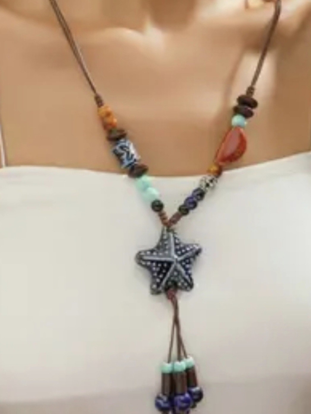 Beaded Starfish Pendant Necklace